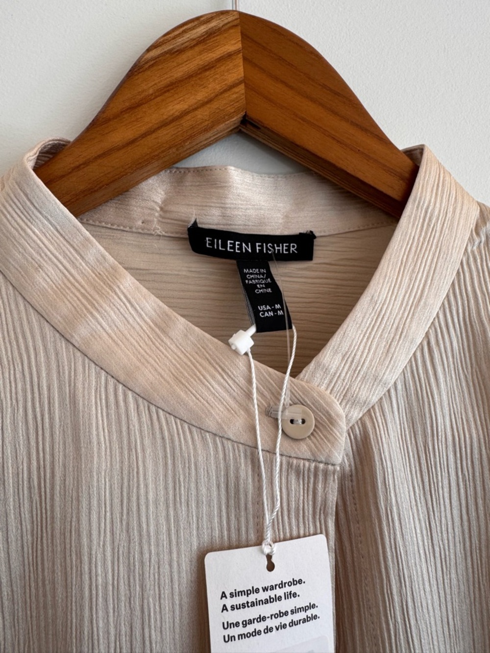 Eileen Fisher 100% Silk Ivory Blouse - Picture 3 of 7